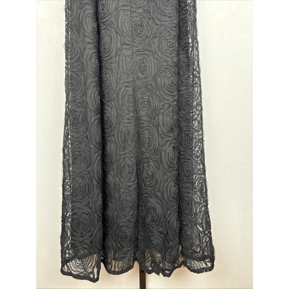Adrianna Papell Black Mesh Floral Maxi Skirt Women's 10 Whimsigoth Witchy Gothic - Picture 6 of 10